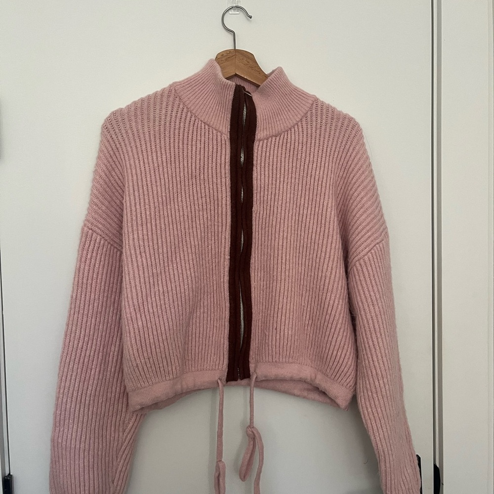 Pink Ribbed Women's Sweater